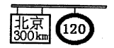 “十一”国庆假期，小聪一家驾车去北京旅游。在高速公路上经过某交通标牌时，小聪注意到牌上的标示如图所示。请你帮小聪解答以下问题：(1)分别写出两块标示牌上文字的含义。(2)
