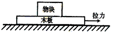 如图所示，一足够长的木板静止在光滑水平面上，一物块静止在木板上，木板和物块间有摩擦。现用水平力向右拉木板，当物块相对木板滑动了一段距离但仍有相对运动时，撤掉拉力，
