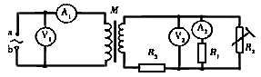 如图所示，a、b间接入电压u=311sin314t（V）的正弦交流电，变压器右侧部分为一火警报警系统原理图，其中R2为用半导体热敏材料制成的传感器，所有电表均为理想电表，电流表A2为